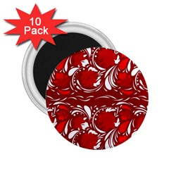 Red Ethnic Flowers 2 25  Magnets (10 Pack)  by Eskimos