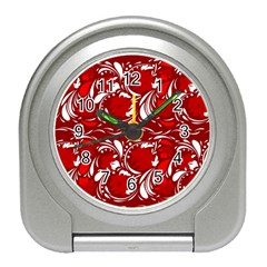 Red Ethnic Flowers Travel Alarm Clock by Eskimos