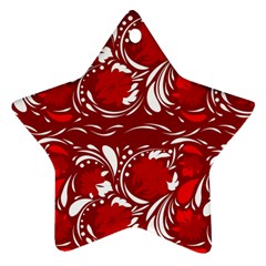 Red Ethnic Flowers Star Ornament (two Sides) by Eskimos