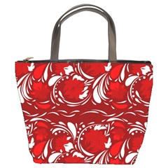 Red Ethnic Flowers Bucket Bag