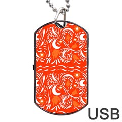 White Leaves Dog Tag Usb Flash (one Side) by Eskimos