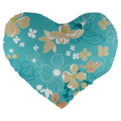 Floral Pattern Large 19  Premium Flano Heart Shape Cushions