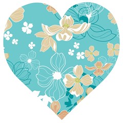 Floral Pattern Wooden Puzzle Heart