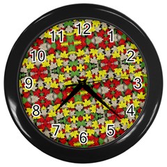 Leaves Pattern Wall Clock (black)