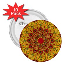 Mandela Flower Orange And Red 2 25  Buttons (10 Pack) 