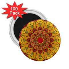 Mandela Flower Orange And Red 2 25  Magnets (100 Pack)  by ExtraGoodSauce