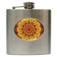 Mandela Flower Orange And Red Hip Flask (6 Oz)