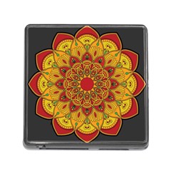 Mandela Flower Orange And Red Memory Card Reader (square 5 Slot) by ExtraGoodSauce