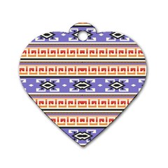 Native American Pattern Dog Tag Heart (two Sides) by ExtraGoodSauce