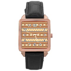 Native American Pattern Rose Gold Leather Watch  by ExtraGoodSauce