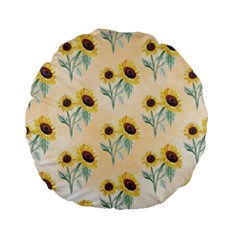 Sunflowers Pattern Standard 15  Premium Flano Round Cushions by ExtraGoodSauce