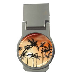 Sunset Palm Trees Beach Summer Money Clips (Round) 