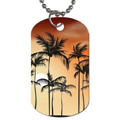 Sunset Palm Trees Beach Summer Dog Tag (One Side)