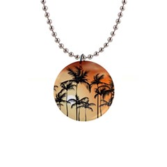 Sunset Palm Trees Beach Summer 1  Button Necklace