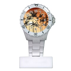 Sunset Palm Trees Beach Summer Plastic Nurses Watch