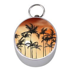 Sunset Palm Trees Beach Summer Mini Silver Compasses