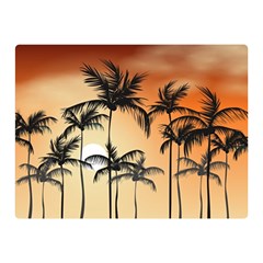 Sunset Palm Trees Beach Summer Double Sided Flano Blanket (Mini) 