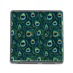 Watercolor Peacock Feather Pattern Memory Card Reader (square 5 Slot) by ExtraGoodSauce