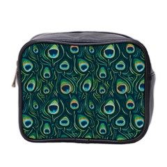 Watercolor Peacock Feather Pattern Mini Toiletries Bag (two Sides) by ExtraGoodSauce