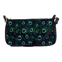 Watercolor Peacock Feather Pattern Shoulder Clutch Bag by ExtraGoodSauce