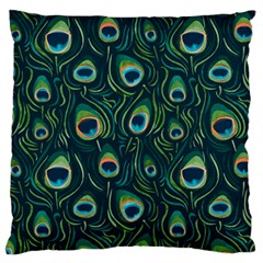 Watercolor Peacock Feather Pattern Standard Flano Cushion Case (two Sides) by ExtraGoodSauce