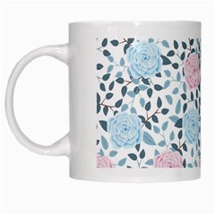 Cute Light Pink And Blue Modern Rose Pattern White Mugs by Grafftimi