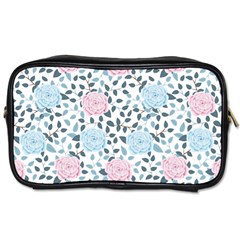 Cute Light Pink And Blue Modern Rose Pattern Toiletries Bag (Two Sides)