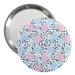 Cute Light Pink And Blue Modern Rose Pattern 3  Handbag Mirrors by Grafftimi