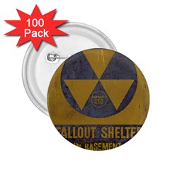 Fallout Shelter In Basement Radiation Sign 2 25  Buttons (100 Pack) 