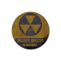 Fallout Shelter In Basement Radiation Sign Rubber Coaster (round)  by WetdryvacsLair