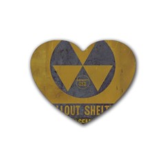 Fallout Shelter In Basement Radiation Sign Heart Coaster (4 Pack)  by WetdryvacsLair