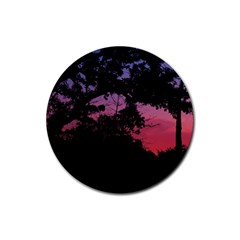 Sunset Landscape High Contrast Photo Rubber Round Coaster (4 Pack)  by dflcprintsclothing