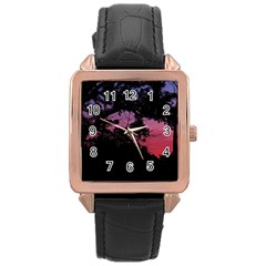 Sunset Landscape High Contrast Photo Rose Gold Leather Watch 
