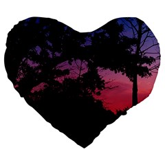 Sunset Landscape High Contrast Photo Large 19  Premium Flano Heart Shape Cushions by dflcprintsclothing