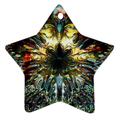 Multicolor Floral Art Copper Patina  Ornament (star) by CrypticFragmentsDesign