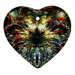 Multicolor Floral Art Copper Patina  Heart Ornament (two Sides) by CrypticFragmentsDesign