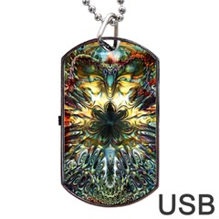 Multicolor Floral Art Copper Patina  Dog Tag Usb Flash (one Side) by CrypticFragmentsDesign