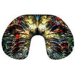 Multicolor Floral Art Copper Patina  Travel Neck Pillow by CrypticFragmentsDesign