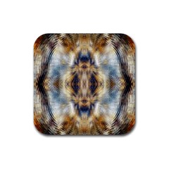 Retro Hippie Vibe Psychedelic Silver Rubber Coaster (square) 