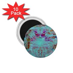 Retro Hippie Abstract Floral Blue Violet 1 75  Magnets (10 Pack)  by CrypticFragmentsDesign