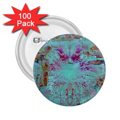 Retro Hippie Abstract Floral Blue Violet 2 25  Buttons (100 Pack)  by CrypticFragmentsDesign