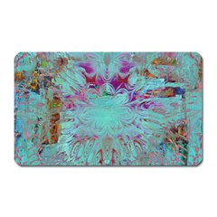 Retro Hippie Abstract Floral Blue Violet Magnet (rectangular) by CrypticFragmentsDesign