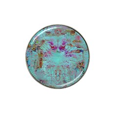 Retro Hippie Abstract Floral Blue Violet Hat Clip Ball Marker by CrypticFragmentsDesign