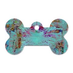 Retro Hippie Abstract Floral Blue Violet Dog Tag Bone (one Side) by CrypticFragmentsDesign