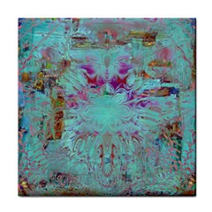 Retro Hippie Abstract Floral Blue Violet Face Towel by CrypticFragmentsDesign