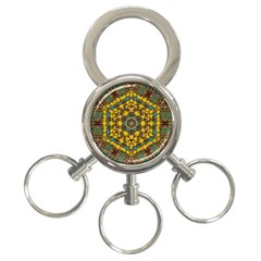 Mandala Faux Artificial Leather Among Spring Flowers 3-ring Key Chain by pepitasart