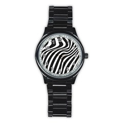 Wave Line Curve Stainless Steel Round Watch