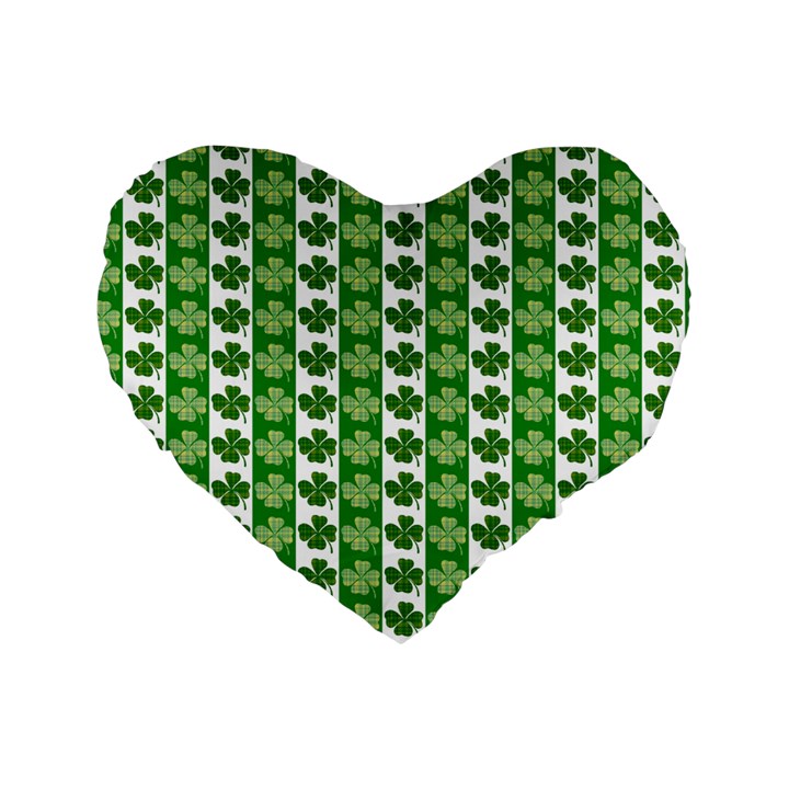 Clover Leaf Shamrock St Patricks Day Standard 16  Premium Heart Shape Cushions