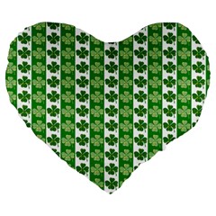 Clover Leaf Shamrock St Patricks Day Large 19  Premium Heart Shape Cushions