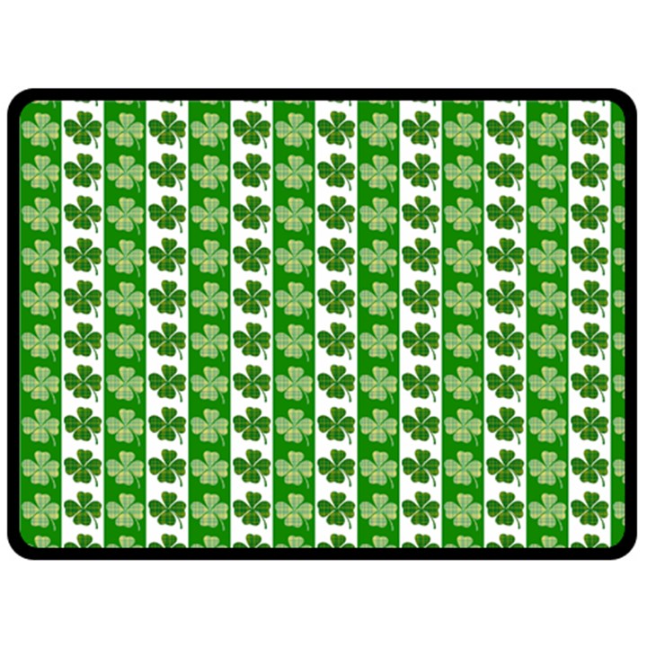 Clover Leaf Shamrock St Patricks Day Double Sided Fleece Blanket (Large) 